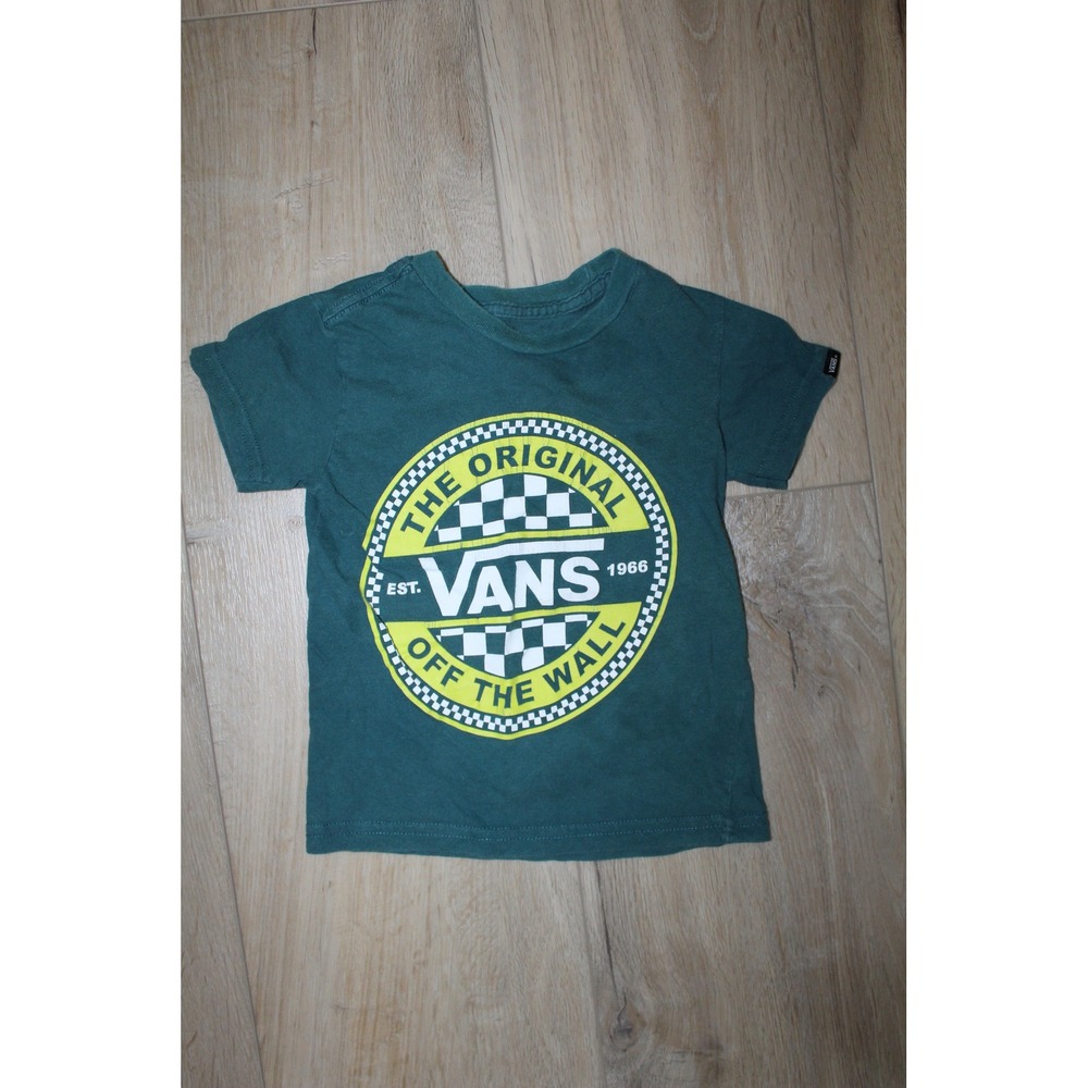 Vans Toddler 2T Teal Green Off The Wall Checkerboard Graphic T-Shirt Classic Fit